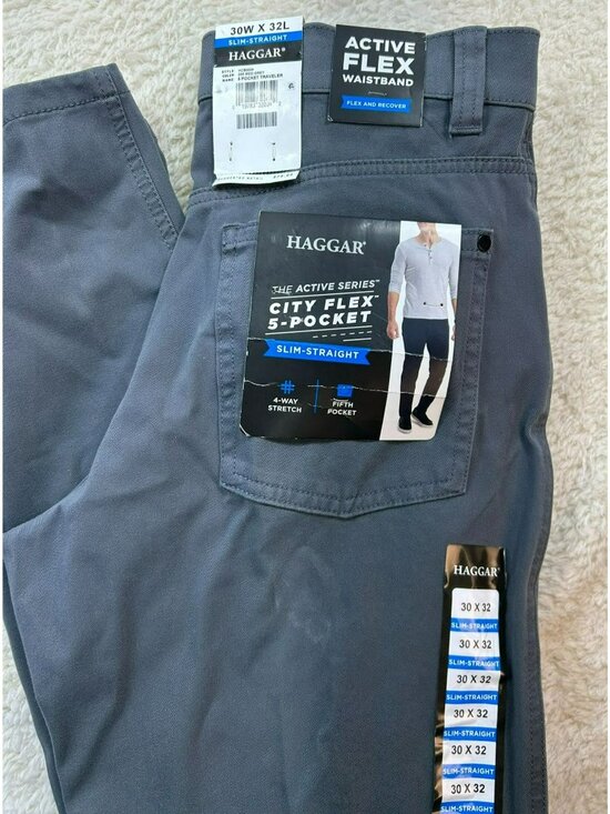 Haggar Other - Haggar Mens City Flex Slim-Straight 5-Pocket Pants Active Flex Waistband 4-Way S